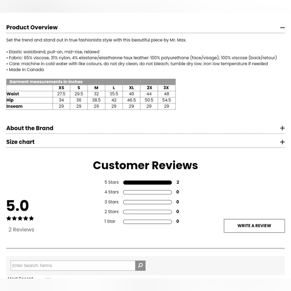 NWOT Mr Max faux leather pants 3X - Picture 4 of 4